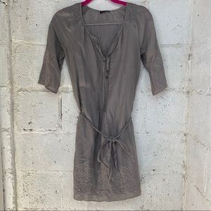 Massimo Dutti Grey Dress with Embroidery